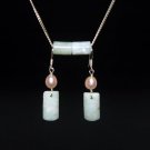 Light Green Jade with Pearl Silver Earring - MJER0021