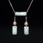 Light Green Jade with Pearl Silver Earring - MJER0021