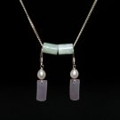 Purple Jade with Pearl Silver Earring - MJER0020