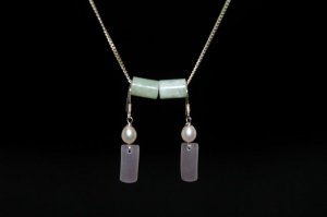 Purple Jade with Pearl Silver Earring - MJER0020