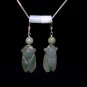 Green Cidada Jade Silver Earring - MJER0019