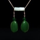 Bottle Green Jade Silver Earring - MJER0014