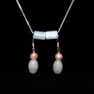 Light Green Nut Jade with Pearl Silver Earring - MJER0012