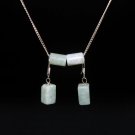 Light Green Retangle Jade Silver Earring - MJER0009