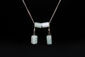 Light Green Retangle Jade Silver Earring - MJER0009