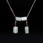 Light Green Retangle Jade Silver Earring - MJER0009