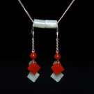 Covering Square  Jade Silver Earring - MJER0008