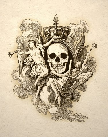 Skull With Crown Gothic Macabre Art Print Memento Mori