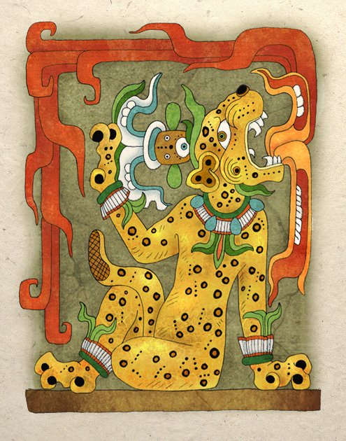 Ancient Aztec Jaguar God Art Print Mayan