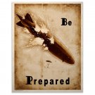 Steampunk Art Print Zeppelin Airship Balloon Crash Be Prepared