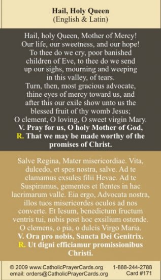 Hail Holy Queen Latin/English Prayer Card PC#171