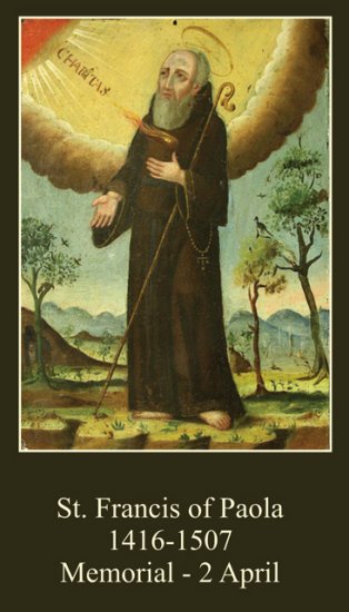 St. Francis of Paola Prayer Card #174