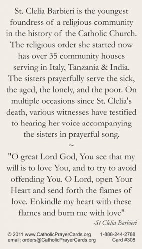 St. Clelia Barbieri Holy Card PC#308