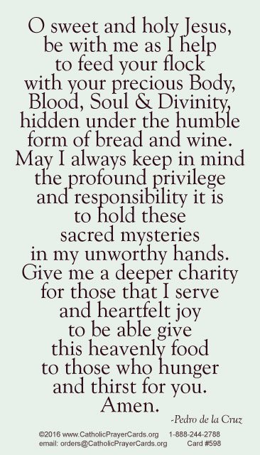 Prayer for Extraordinary Ministers of Holy Communion PC#598