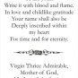 Mother Thrice Admirable Prayer Card PC#629