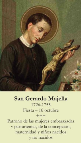 *SPANISH* St. Gerard Prayer Card (Patron of Pregnancy/Motherhood) PC#438