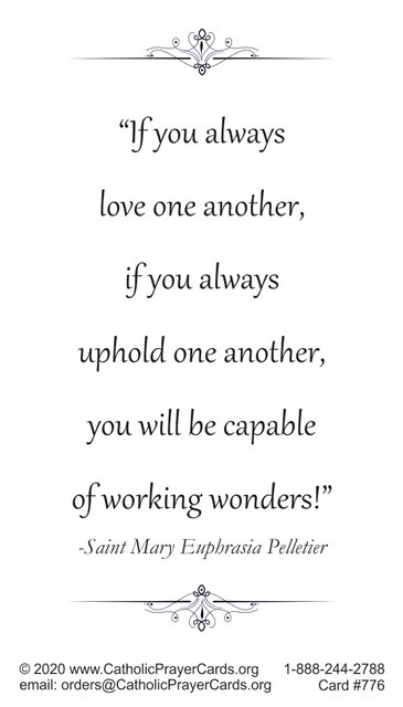 St. Mary Euphrasia Pelletier Prayer Card PC776