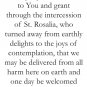 Prayer to St. Rosalia (Patroness Against Pandemics) PC-804