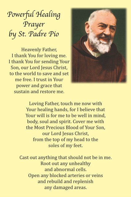 St. Padre Pio Healing Prayer Card PC-862