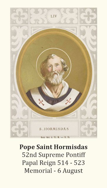 Pope Saint Hormisdas Holy Card PC881