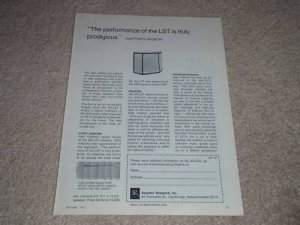 AR LST Speaker AD, 1972, Article, 1 page, RARE!