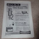 Sony C-37a Microphone Ad,cp-2 PS,CR-4 wireless Ad,specs