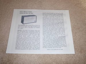 Altec 893a Corona Speaker Review, 1969, 1 page, Specs