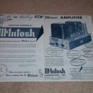 McIntosh MC-30 Mono Tube Amp Ad,1955,2 pgs,specs, RARE!