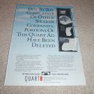 MB Quart Home Speaker Ad from 1992,Rare!