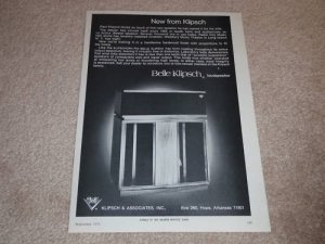 Belle Klipsch Speaker Ad, 1971, Article, Very Rare!