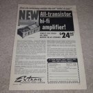 Extron Transistor Amp Ad, 1958, Very Rare! Specs,Articl