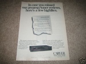 Carver CT-17 Pre-Amp Ad from 1992,Review,1 pg