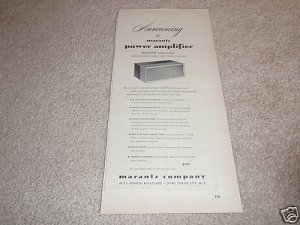 Marantz Power Amplifier Ad from 1955,RARE! TUBES, WOW!