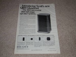 Scott Q100 Quadrant Speaker Ad, 1969, Article, Rare Ad!