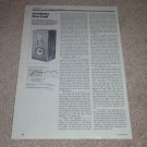 Infinity RS-8a Speaker Review, 1984, 1 pg, Specs, Info