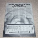 Sherwood HP 2000 Amplifier Ad, specs,features, RARE!