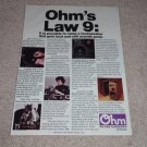 Ohm I Speaker Ad, RARE! Article,Omnidirectional