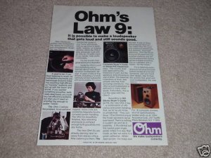 Ohm I Speaker Ad, RARE! Article,Omnidirectional
