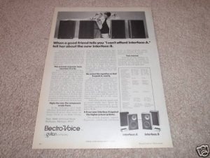 Electro-Voice Interface A,B Speaker AD from 1976, specs