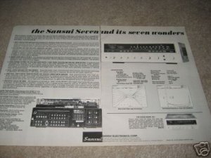 Sansui Seven Receiver AD from 1972,2 pgs,specs,RARE!