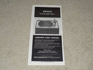 Grado Lab Series Turntable Ad, 1964, Article, 6"x11"