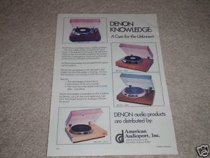 Denon DP-6700,3500,790,1500 Turntable Ad,Article, 1978
