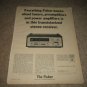 Fisher 600-t Receiver Ad 1965,specs,Rare! Excellent!