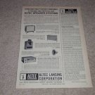 Altec A-7 VOTT,838a,837a,831a,605a Speaker Ad,1962,RARE
