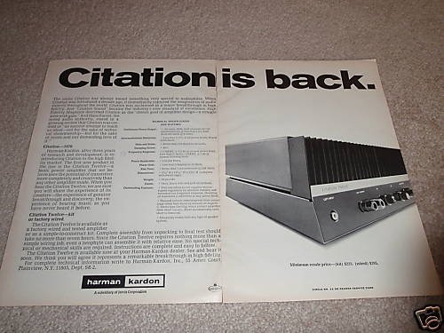 Harman Kardon Citation 12 Amp ad fr 1970,full specs!