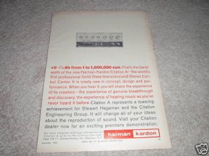 Harman KArdon Citation A Amplifier Ad from 1962, RARE!