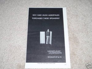 Magneplanar Speaker, Magnepan, 1981, 6" x 9"