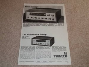 Pioneer SX-1000ta,SX-300t Receiver Ad, 1967, Articles
