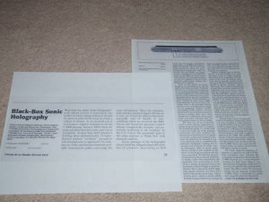 Carver C-9 Sonic Holography Review, 1981, 2 pgs, TEST