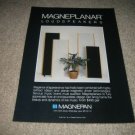 Magnepan Speakers Ad from 1989,RARE! Magneplanars